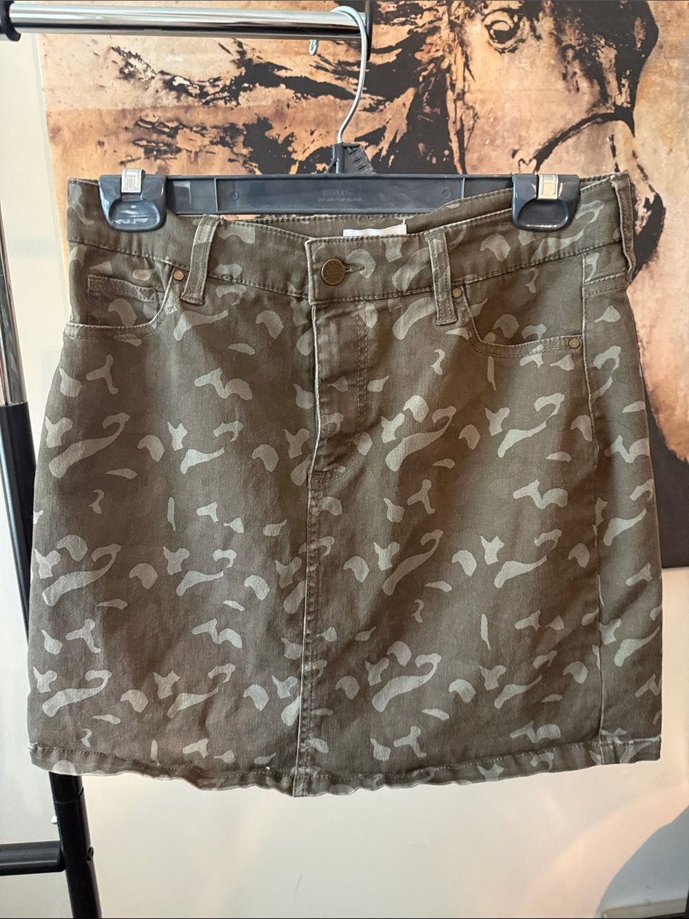 Market & Spruce Olive Camo Mini Skirt